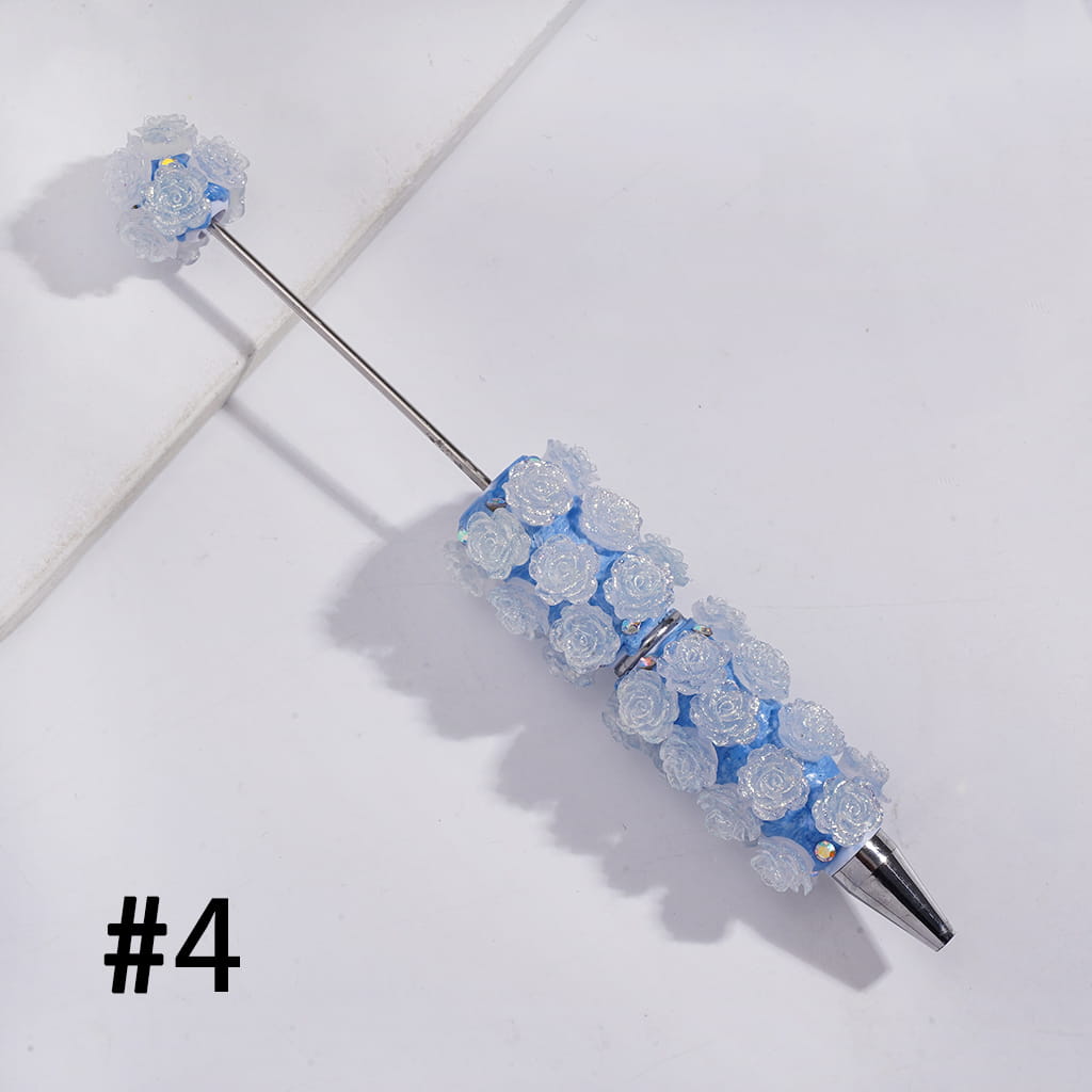 Luminous Shiny Flower Design & AB Rhinestone Beadable Clay Pen Random Mix