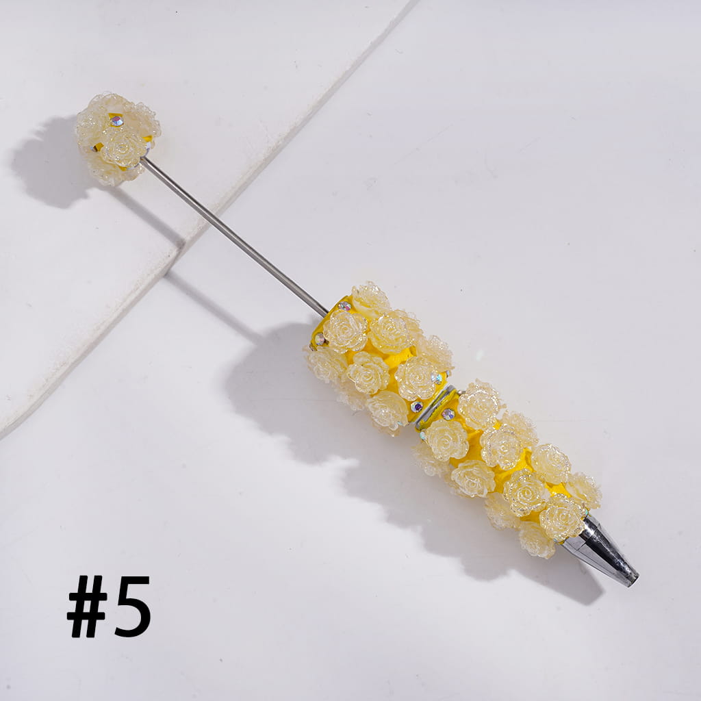 Luminous Shiny Flower Design & AB Rhinestone Beadable Clay Pen Random Mix