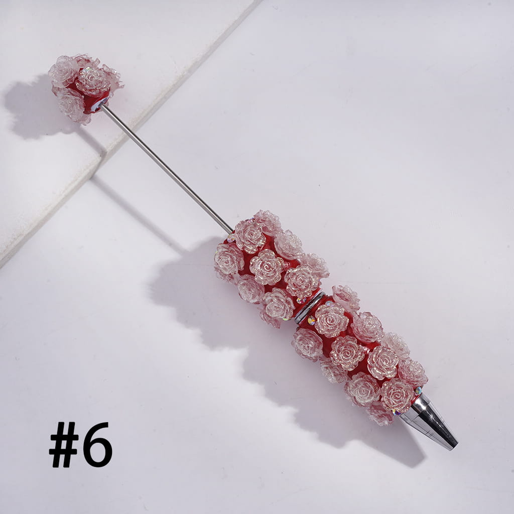 Luminous Shiny Flower Design & AB Rhinestone Beadable Clay Pen Random Mix