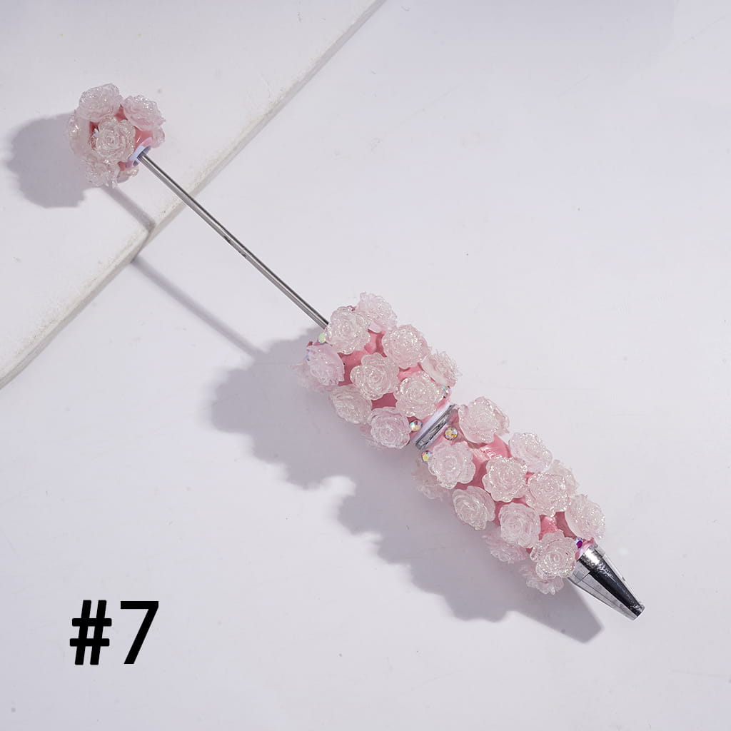 Luminous Shiny Flower Design & AB Rhinestone Beadable Clay Pen Random Mix