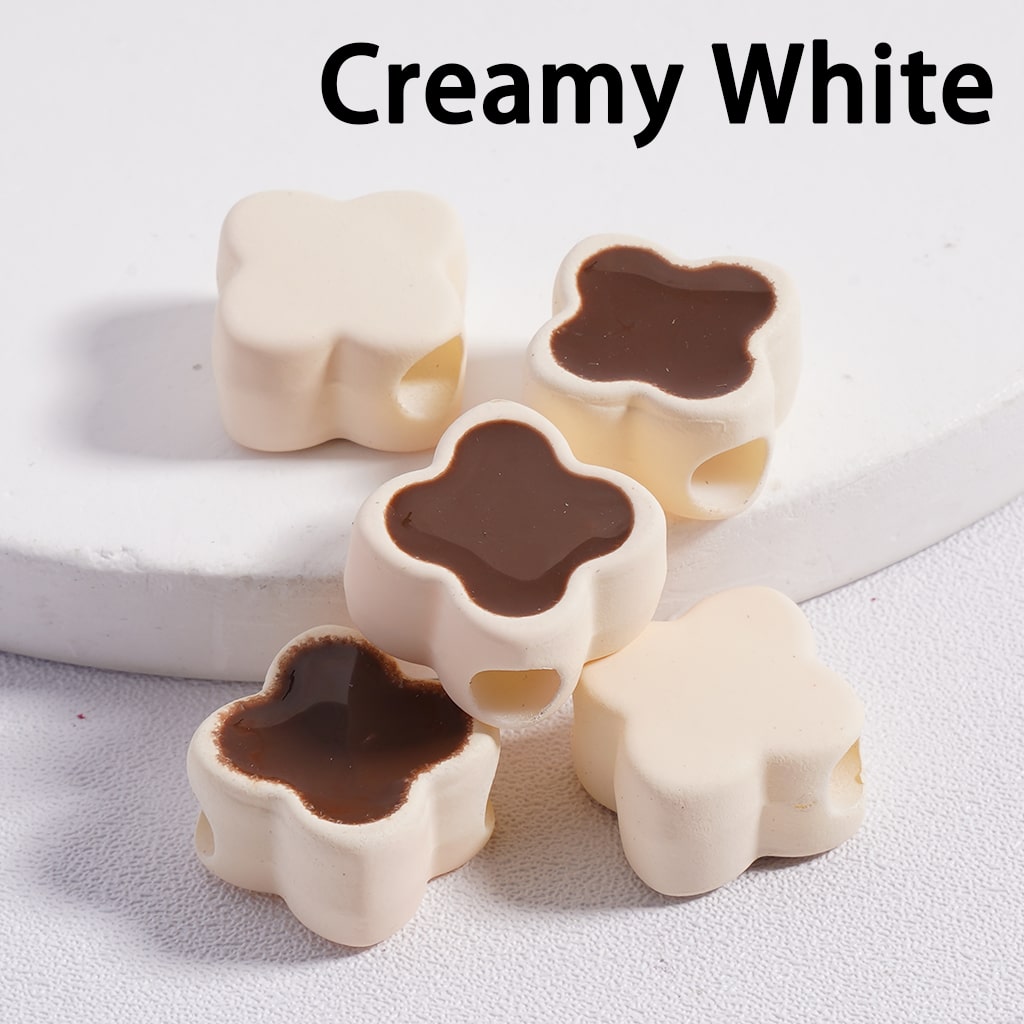Mini Cute Light & Dark Colors Four-Leaf Clover Colorful Outlines Acrylic Beads 12*12MM (Single Color available for 200pcs Whole Bag Only)