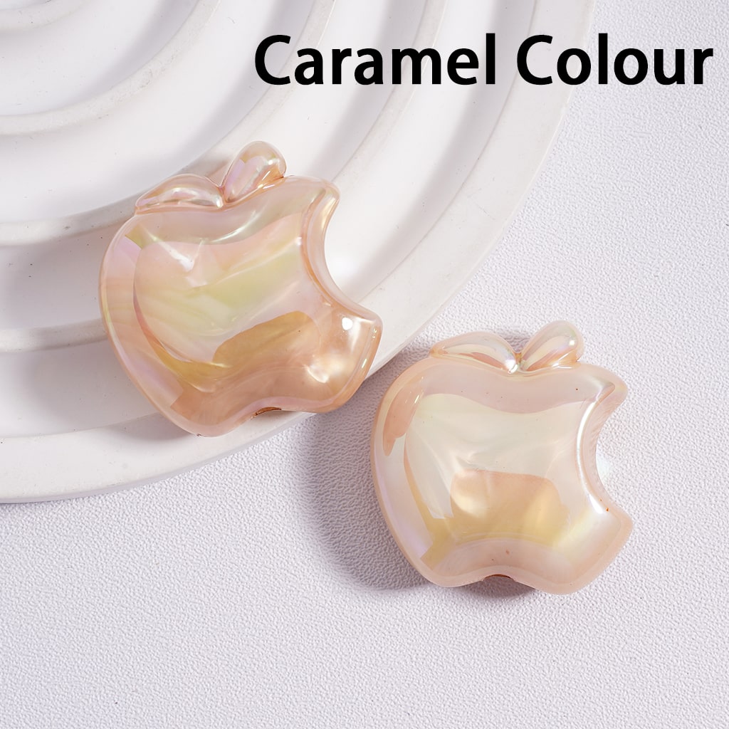 UV Coating Cute Flat Apple Shape Multi-Color Acrylic Beads 24*25MM (Single Color Available in 200pcs Whole Bag Only)