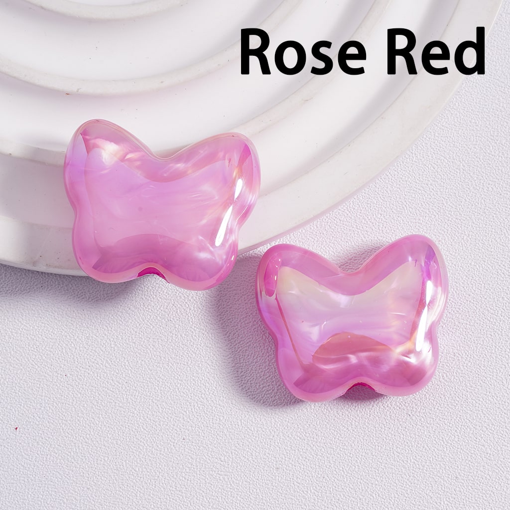 UV Coating Cute Butterfly Shape Multi-Color Acrylic Beads 20*25MM (Single Color Available in 200pcs Whole Bag Only)