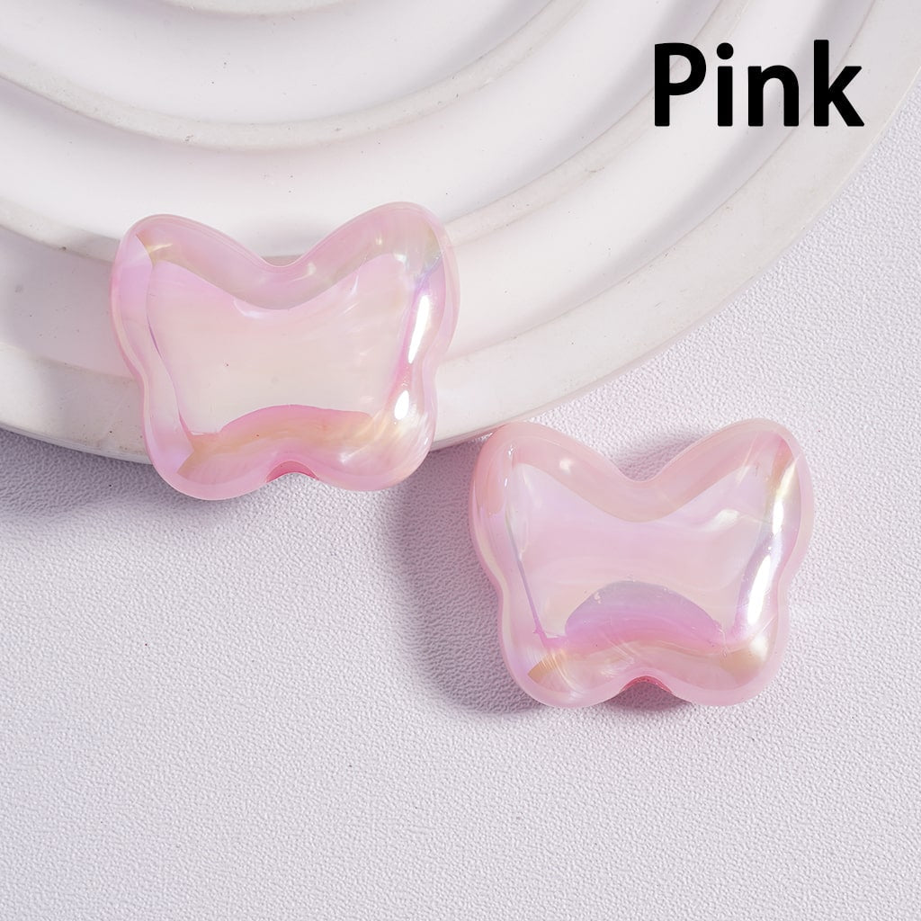 UV Coating Cute Butterfly Shape Multi-Color Acrylic Beads 20*25MM (Single Color Available in 200pcs Whole Bag Only)