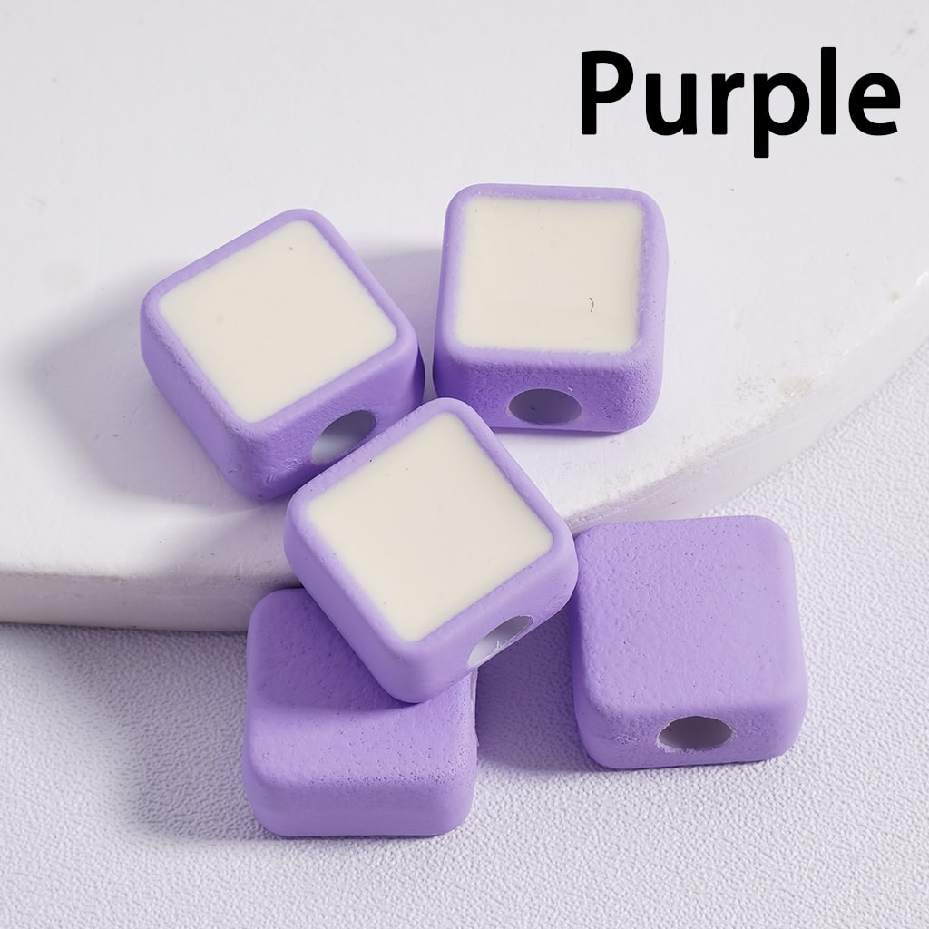 Cute Mini Square Light & Dark Colors Colorful Outlines Acrylic Beads 13*13MM (Single Color available for 200pcs Whole Bag Only)