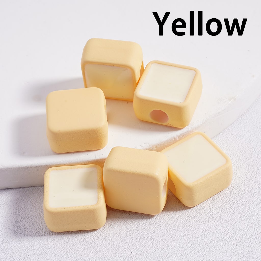 Cute Mini Square Light & Dark Colors Colorful Outlines Acrylic Beads 13*13MM (Single Color available for 200pcs Whole Bag Only)