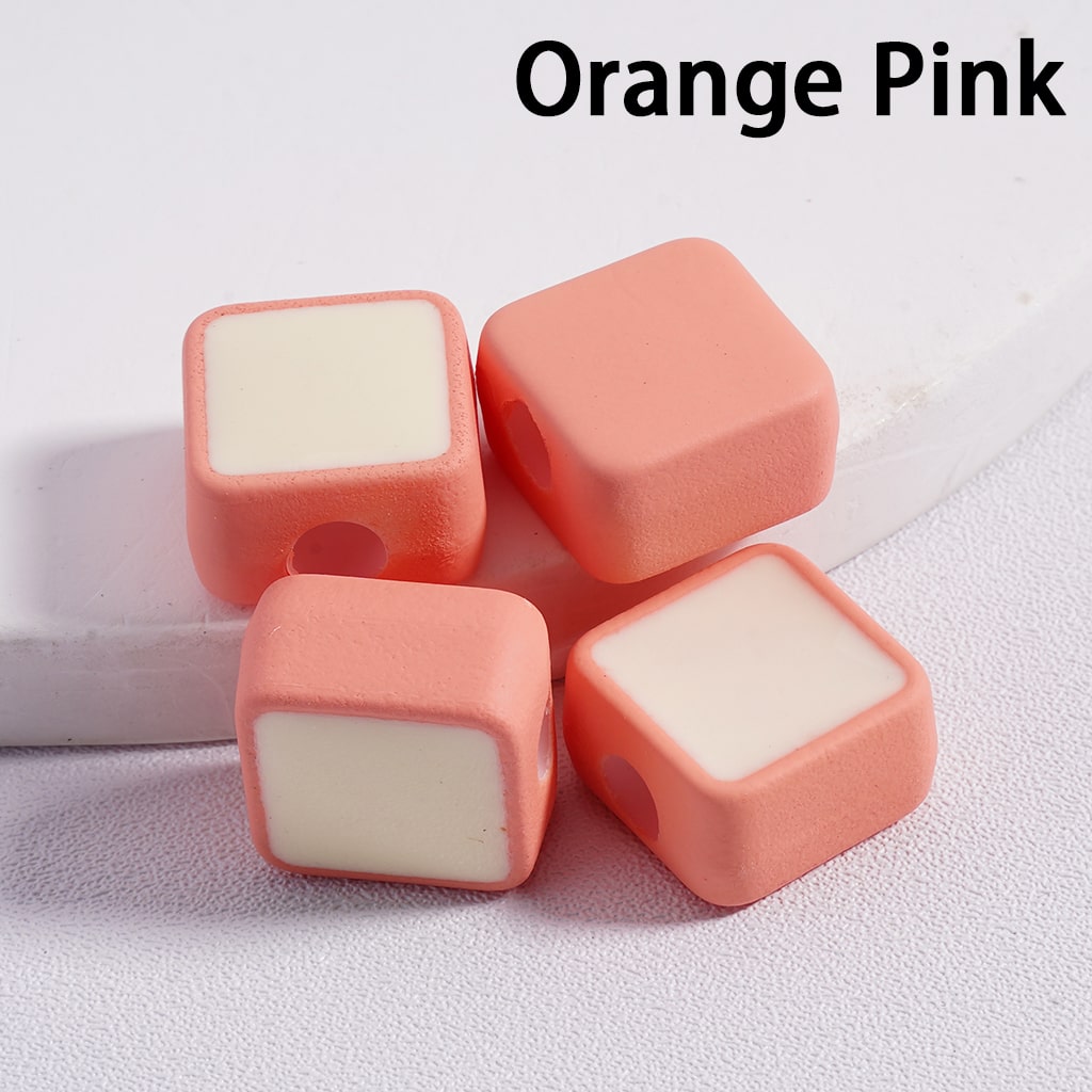 Cute Mini Square Light & Dark Colors Colorful Outlines Acrylic Beads 13*13MM (Single Color available for 200pcs Whole Bag Only)
