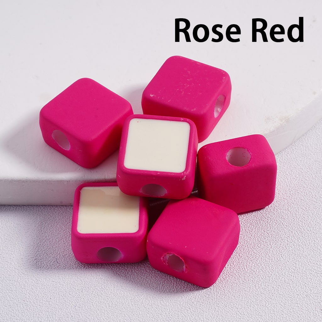 Cute Mini Square Light & Dark Colors Colorful Outlines Acrylic Beads 13*13MM (Single Color available for 200pcs Whole Bag Only)