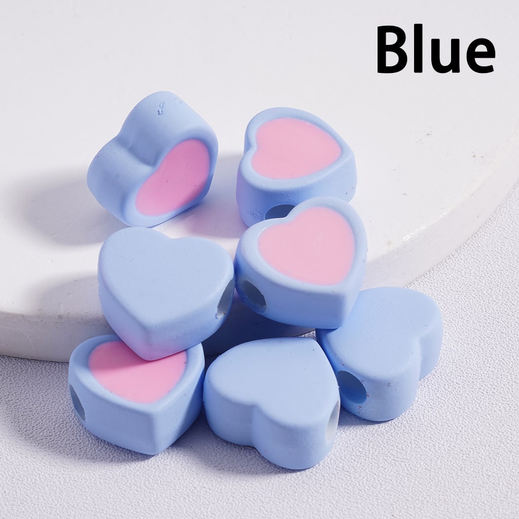 Cute Mini Light & Dark Colors Hearts Shape Acrylic Beads 13*15MM (Horizontal Hole) (Single Color available for 200pcs Whole Bag Only)