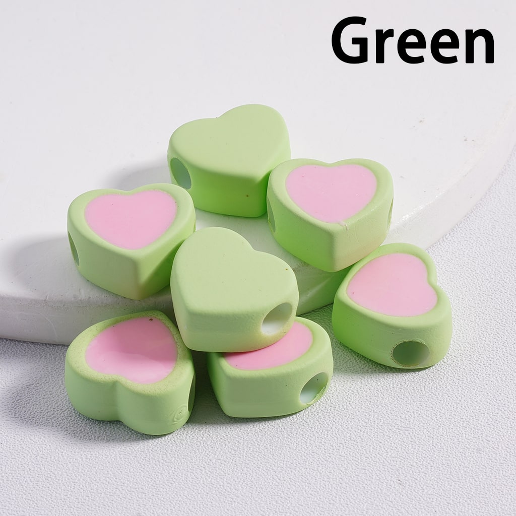 Cute Mini Light & Dark Colors Hearts Shape Acrylic Beads 13*15MM (Horizontal Hole) (Single Color available for 200pcs Whole Bag Only)