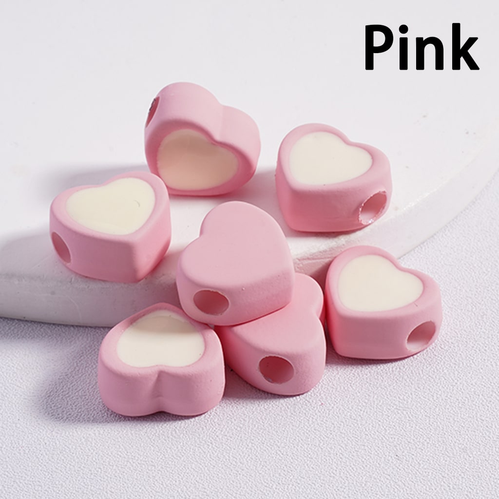 Cute Mini Light & Dark Colors Hearts Shape Acrylic Beads 13*15MM (Horizontal Hole) (Single Color available for 200pcs Whole Bag Only)