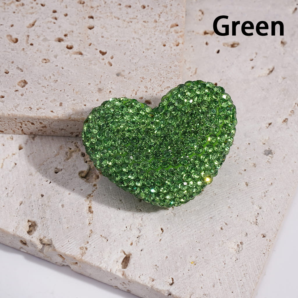 Heart Shape Clay Beads with Multi-Color Bling Bling Rhinestones, 30*39MM
