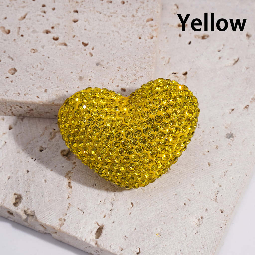 Heart Shape Clay Beads with Multi-Color Bling Bling Rhinestones, 30*39MM