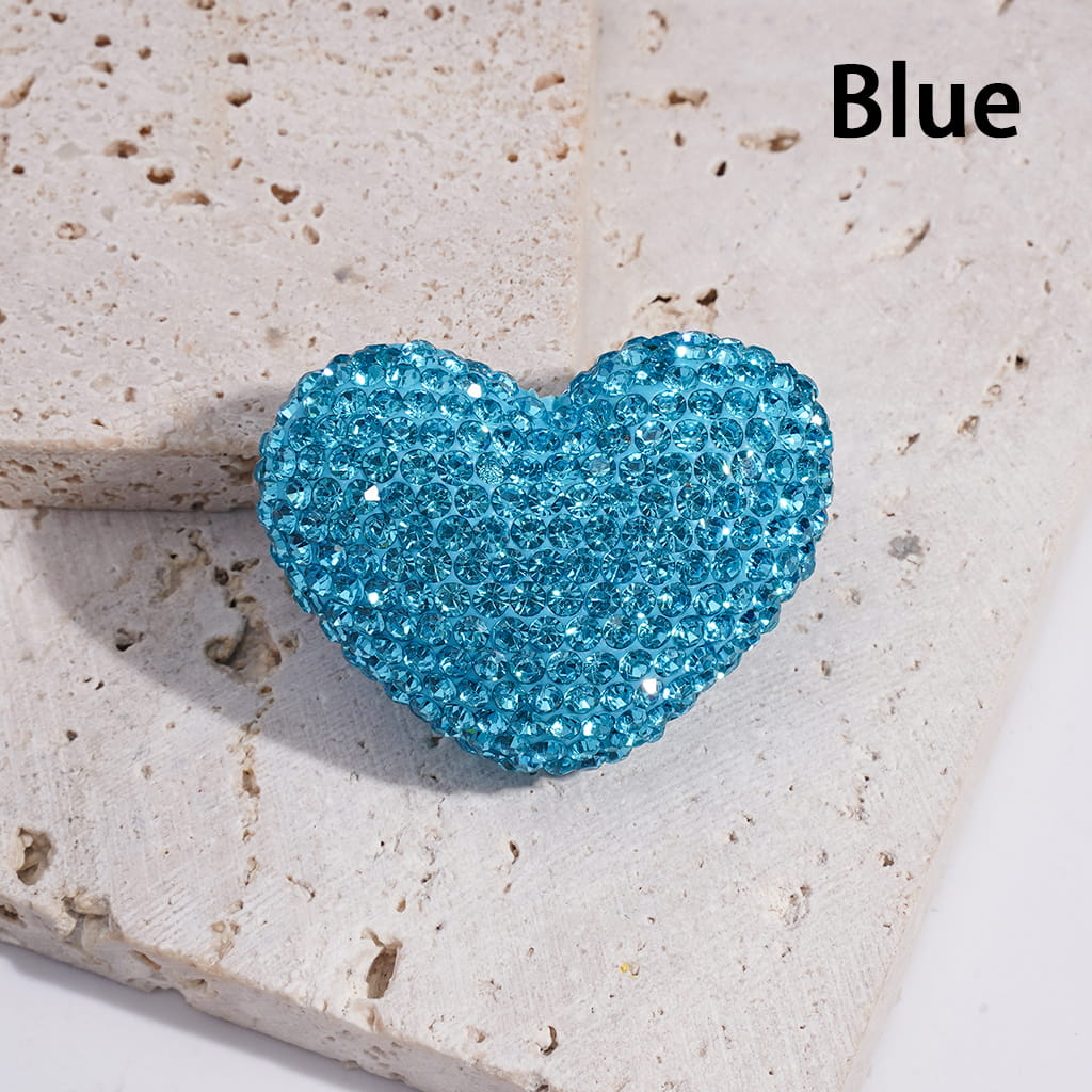 Heart Shape Clay Beads with Multi-Color Bling Bling Rhinestones, 30*39MM