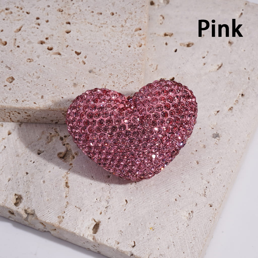 Heart Shape Clay Beads with Multi-Color Bling Bling Rhinestones, 30*39MM