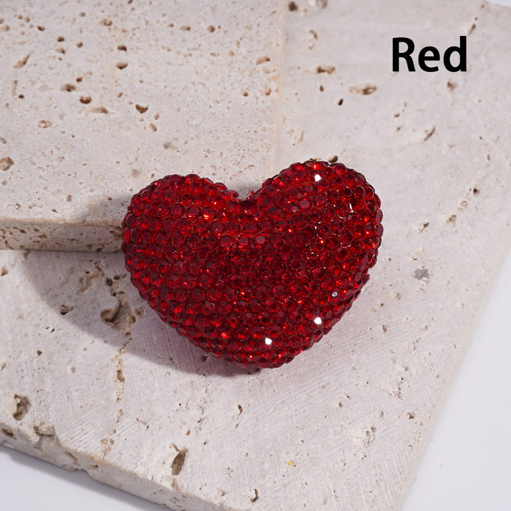 Heart Shape Clay Beads with Multi-Color Bling Bling Rhinestones, 30*39MM