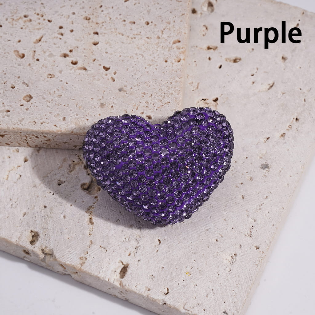 Heart Shape Clay Beads with Multi-Color Bling Bling Rhinestones, 30*39MM