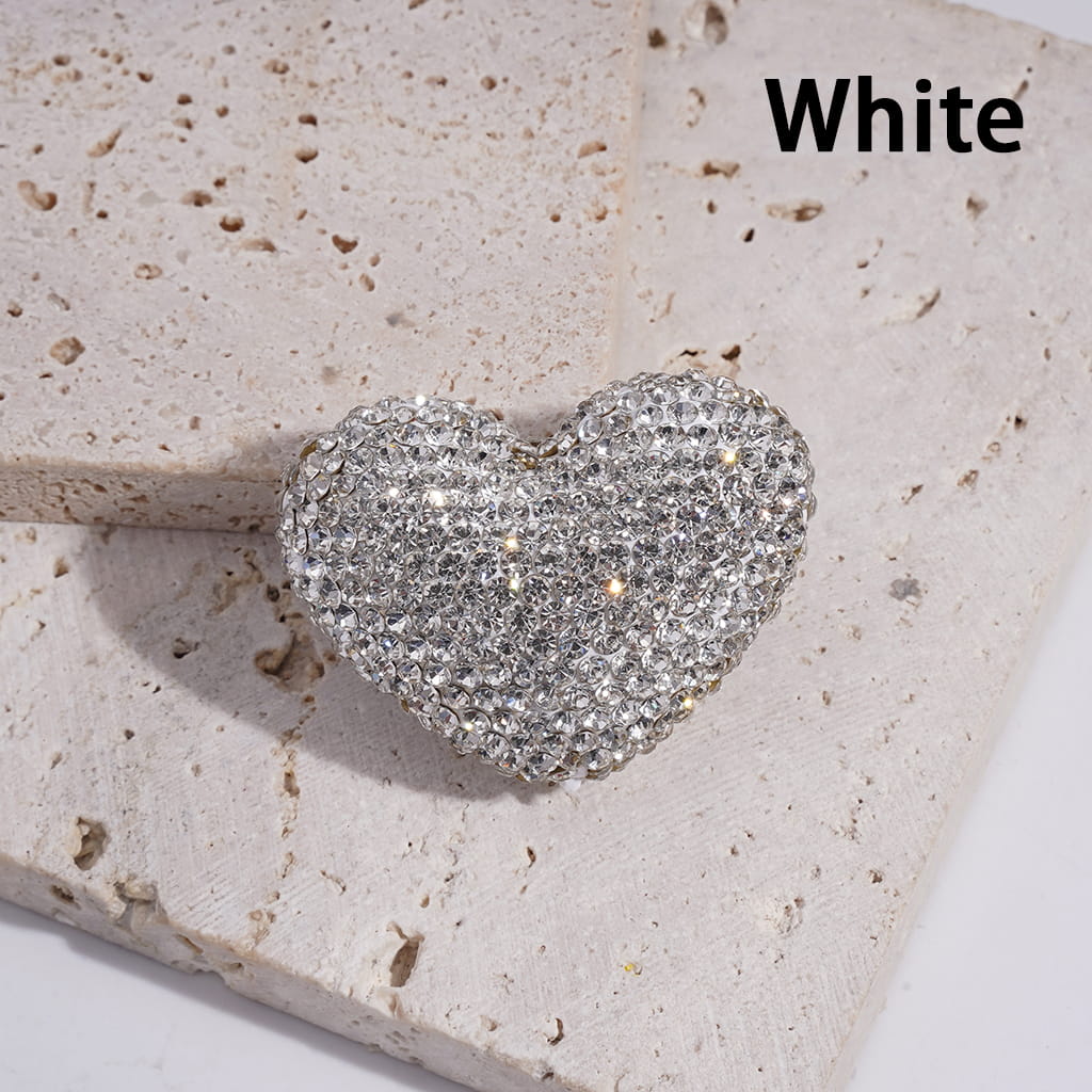 Heart Shape Clay Beads with Multi-Color Bling Bling Rhinestones, 30*39MM