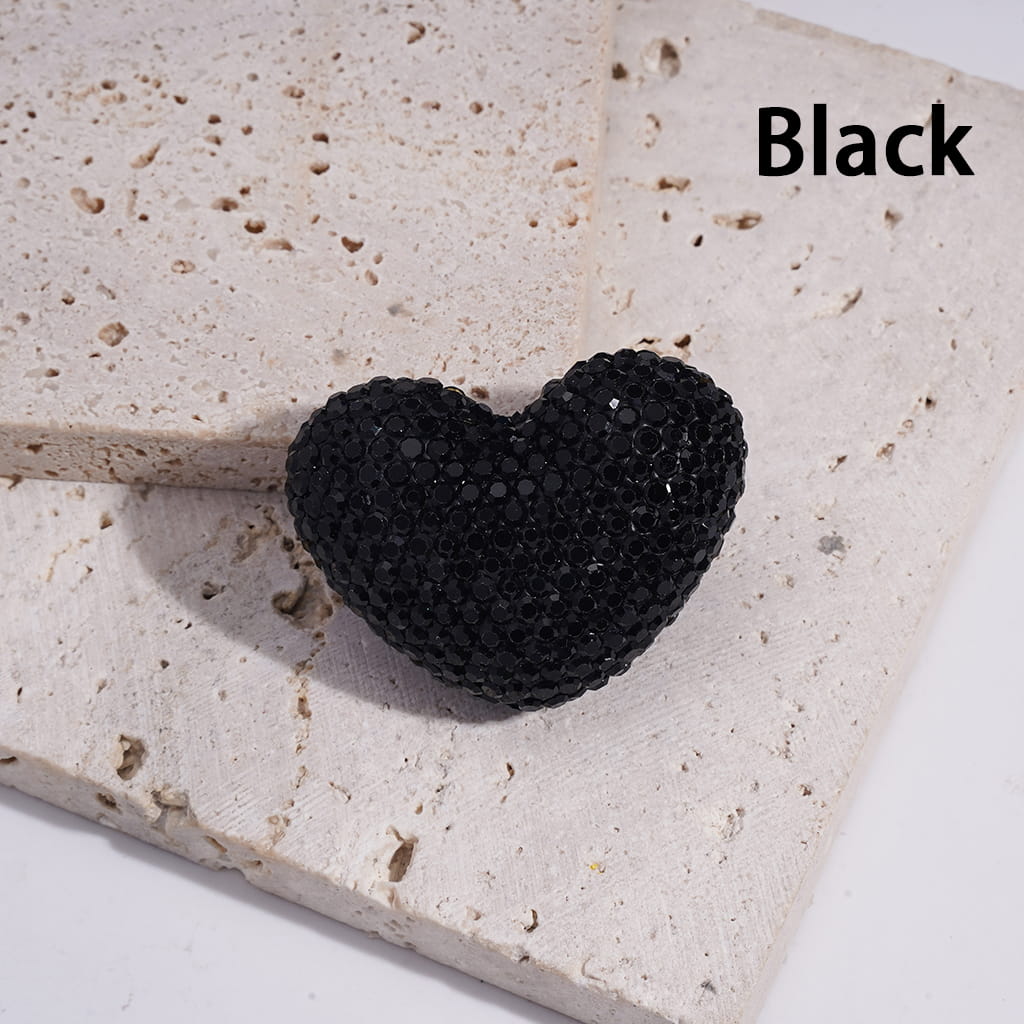 Heart Shape Clay Beads with Multi-Color Bling Bling Rhinestones, 30*39MM