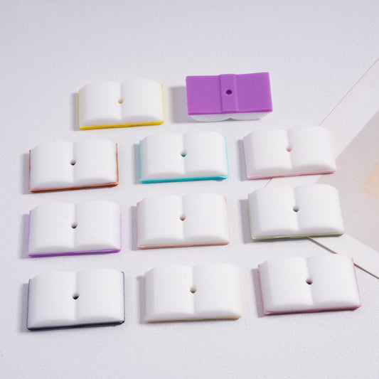 Mini Cute Colorful Book Silicone Focal Beads