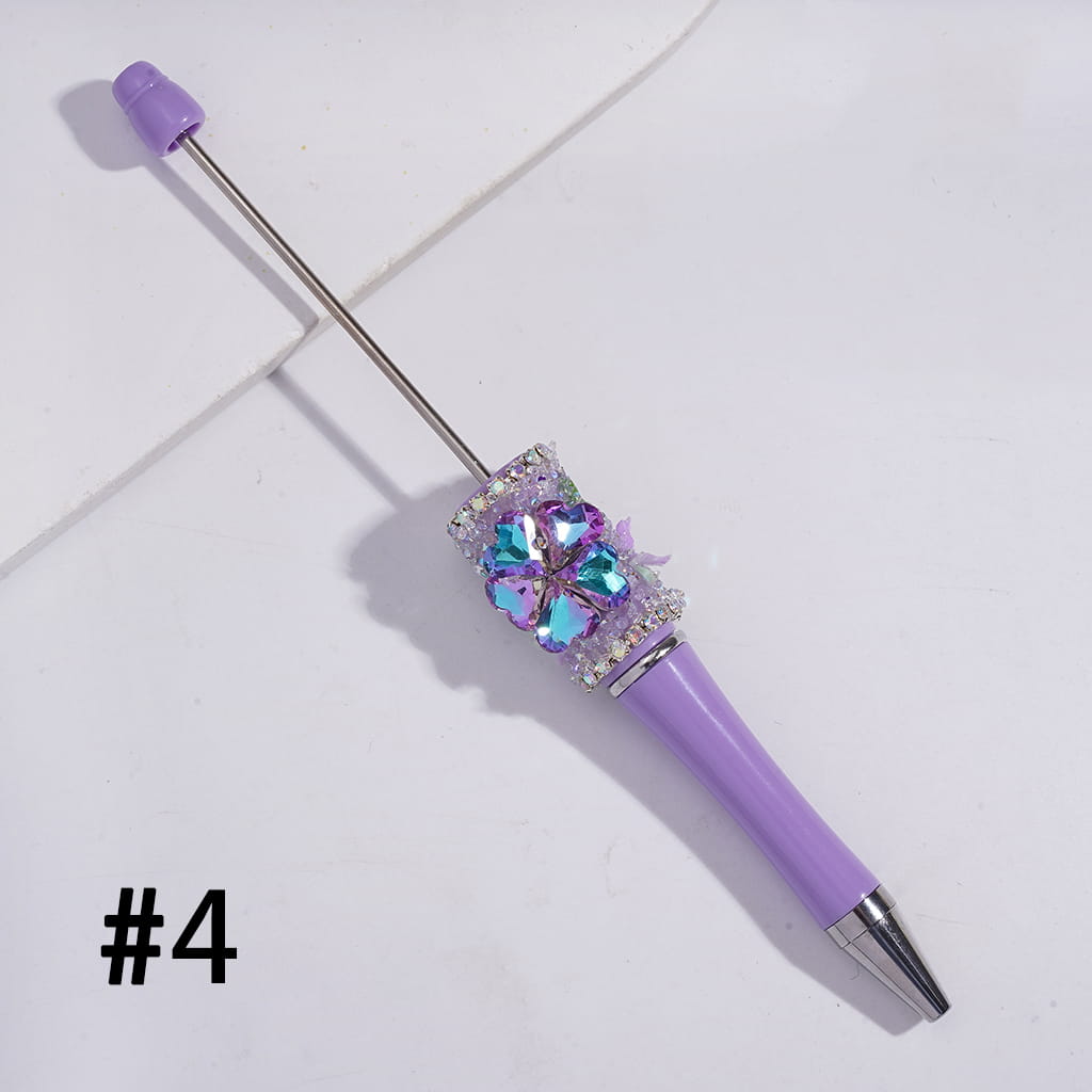 Vivid Butterfly & Leaf Design Sugar Beadable Pens with Sparkling AB Rhinestones, Heart & Flower Random Mix