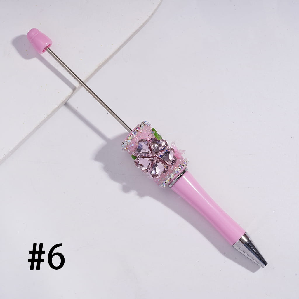 Vivid Butterfly & Leaf Design Sugar Beadable Pens with Sparkling AB Rhinestones, Heart & Flower Random Mix