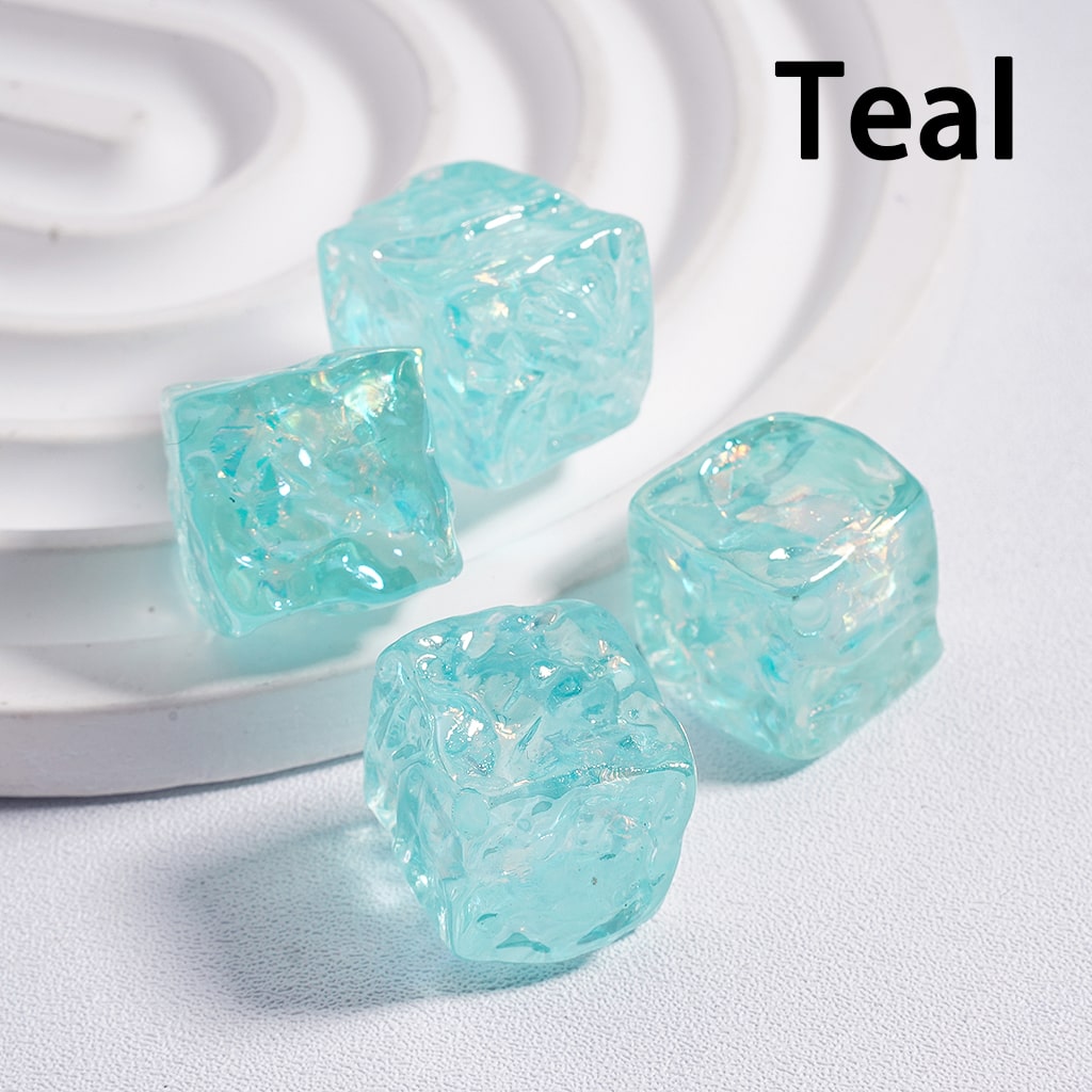 UV Coating Bumpy Square Cube with Shiny Flakes Inside Translucent Multi-Color Acrylic Beads 15*15mm