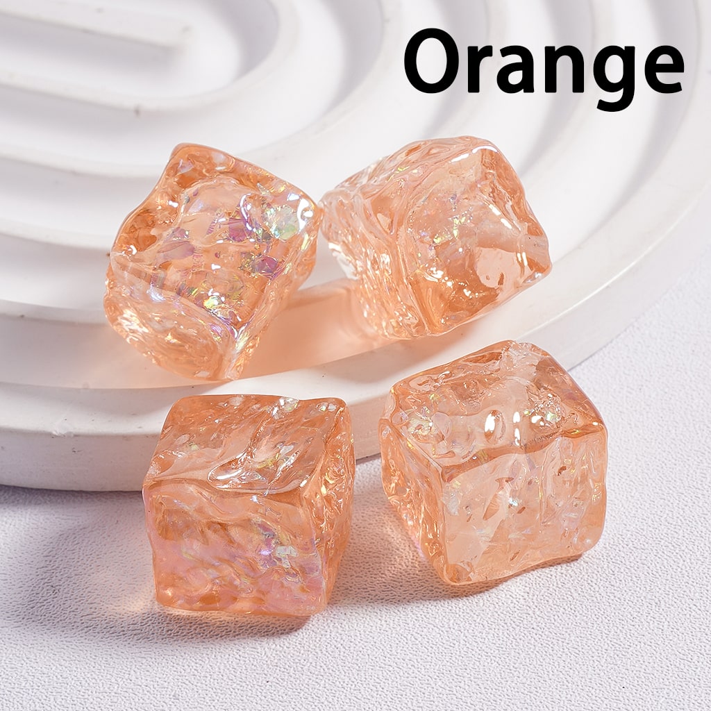 UV Coating Bumpy Square Cube with Shiny Flakes Inside Translucent Multi-Color Acrylic Beads 15*15mm