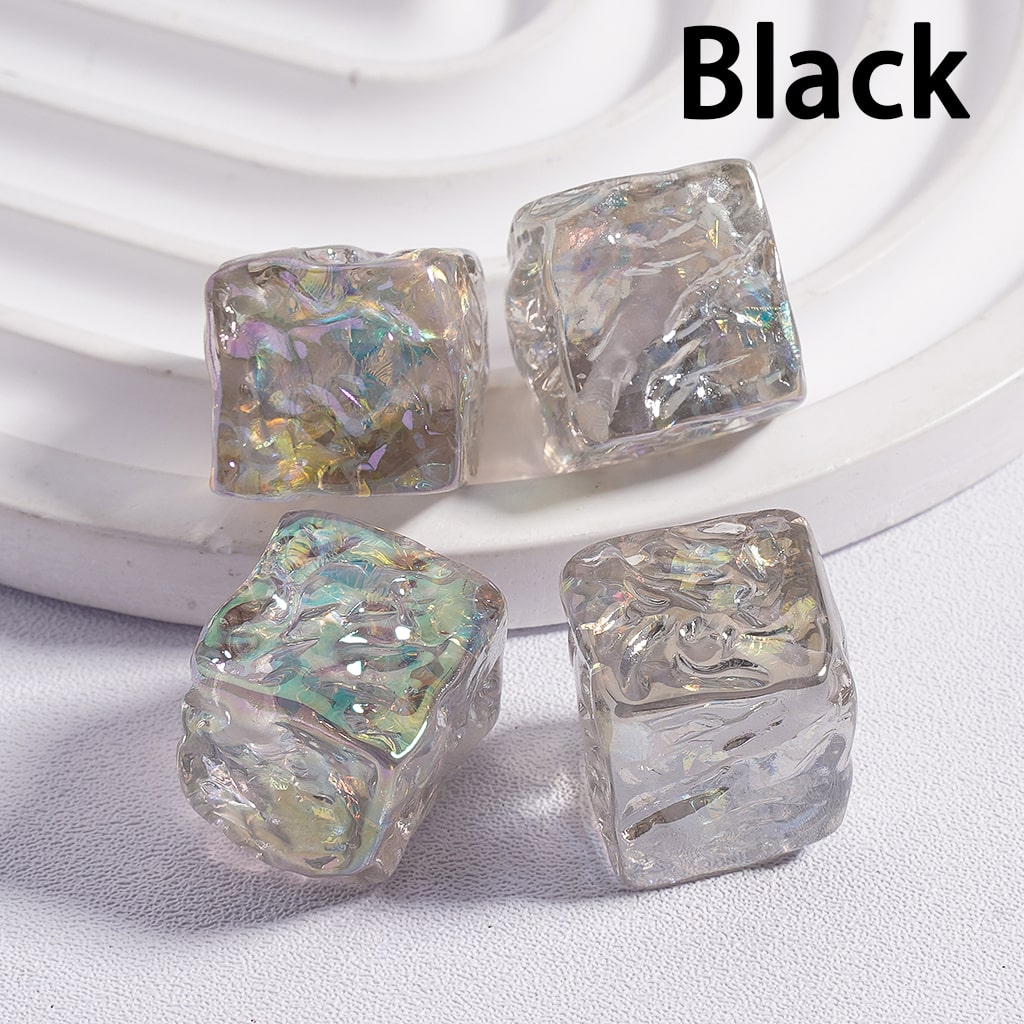 UV Coating Bumpy Square Cube with Shiny Flakes Inside Translucent Multi-Color Acrylic Beads 15*15mm