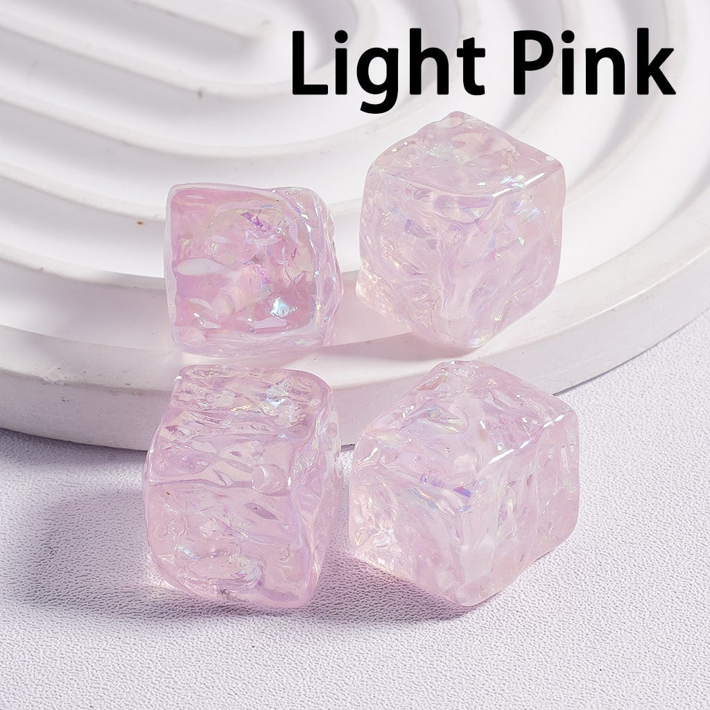 UV Coating Bumpy Square Cube with Shiny Flakes Inside Translucent Multi-Color Acrylic Beads 15*15mm