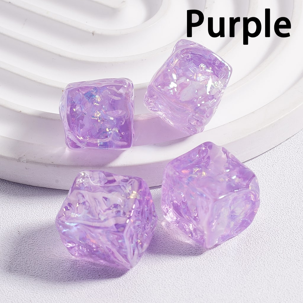 UV Coating Bumpy Square Cube with Shiny Flakes Inside Translucent Multi-Color Acrylic Beads 15*15mm