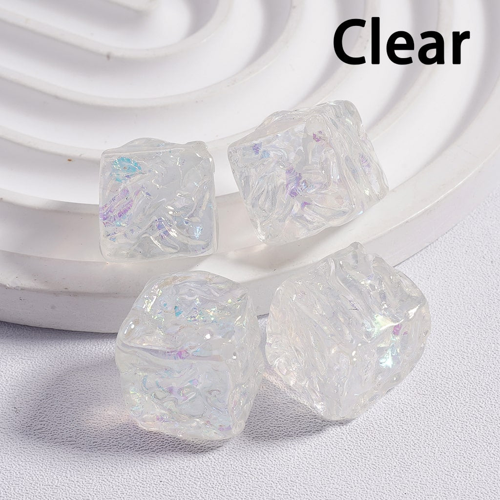 UV Coating Bumpy Square Cube with Shiny Flakes Inside Translucent Multi-Color Acrylic Beads 15*15mm
