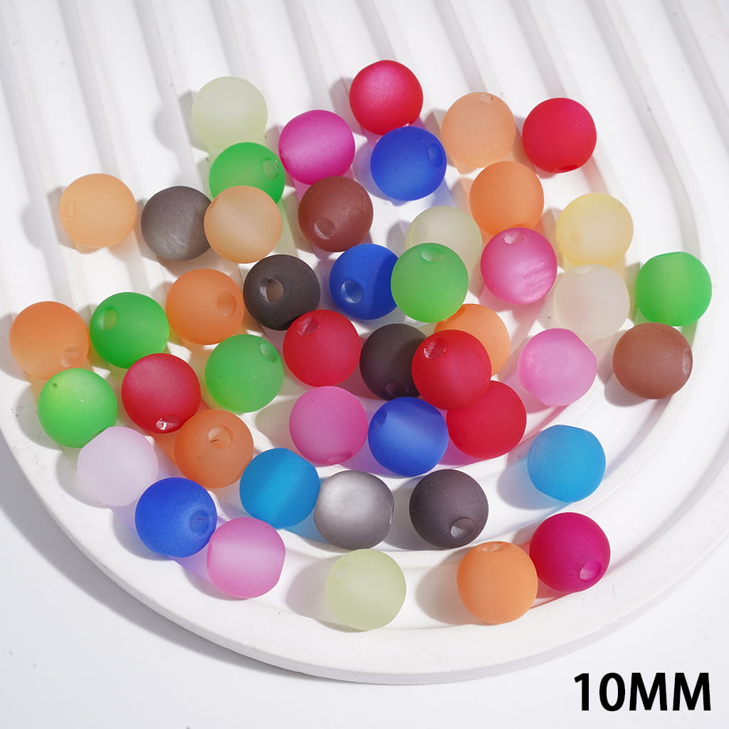 Elegant Frosted Matte Finish Round Acrylic Beads for Bracelets, 10MM, Multicolor Random Mix