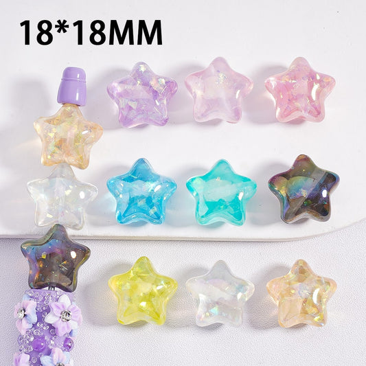 Cute Shiny Star Shape Multi-Color Acrylic Beads 18*18mm