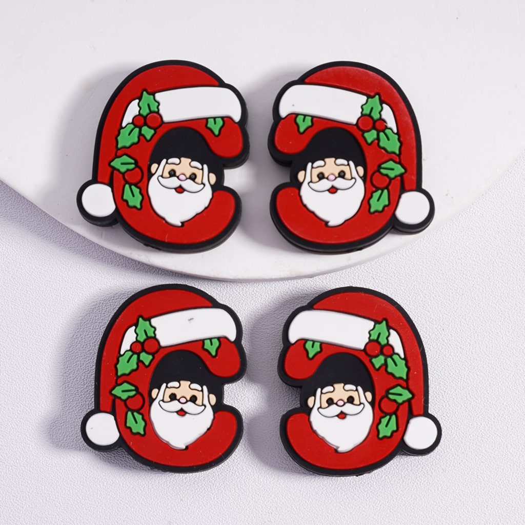 Santa Red Hat Alphabet Father Christmas Theme ABC Letters Silicone Beads