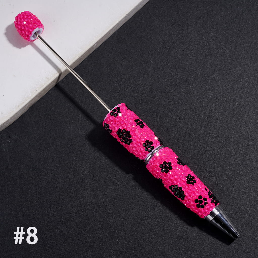 Elegant Black and Clear Cone-Shaped Rhinestones Fully Covered Design Beadable Clay Pen, Multicolor