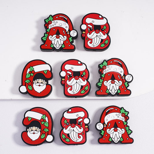 Santa Red Hat Alphabet Father Christmas Theme ABC Letters Silicone Beads