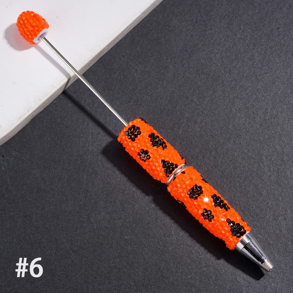 Elegant Black and Clear Cone-Shaped Rhinestones Fully Covered Design Beadable Clay Pen, Multicolor