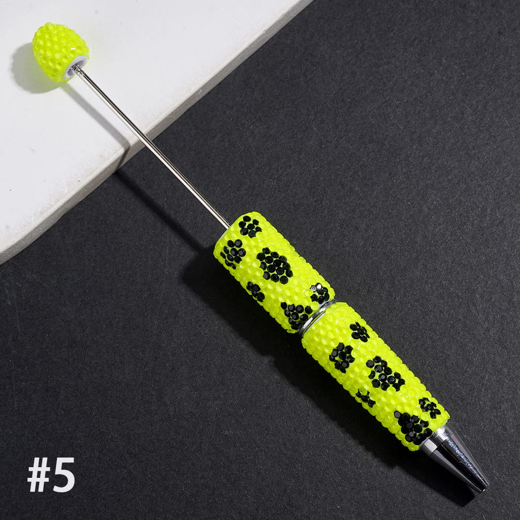 Elegant Black and Clear Cone-Shaped Rhinestones Fully Covered Design Beadable Clay Pen, Multicolor