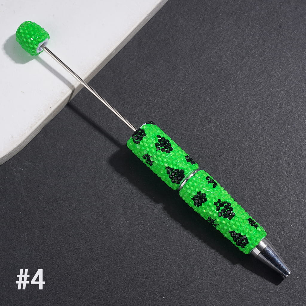 Elegant Black and Clear Cone-Shaped Rhinestones Fully Covered Design Beadable Clay Pen, Multicolor