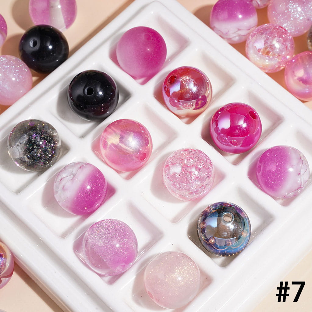 Acrylic Beads with Shiny Sequins Glitter and Flower, 16MM, Various Shapes, Multi-Color