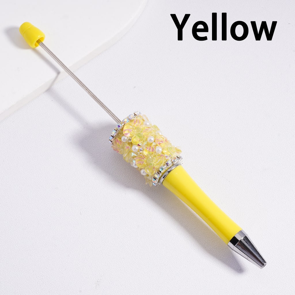 Luminous Beadable Clay Pens with AB Rhinestones, White Pearls & Floral Accents Cute Flowers