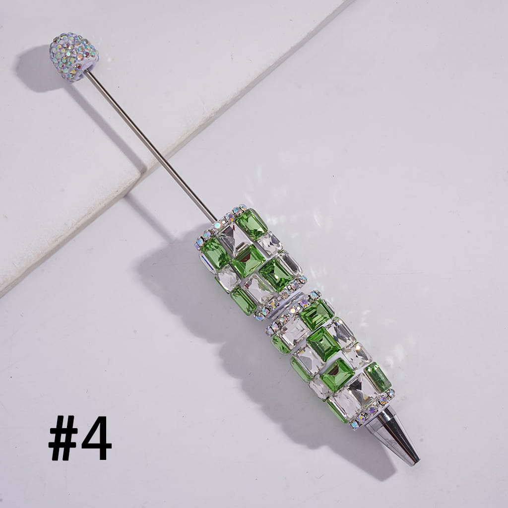 Double Color Rectangle Design & Full AB Rhinestone Coverage Multi-Color Beadable Clay Pen