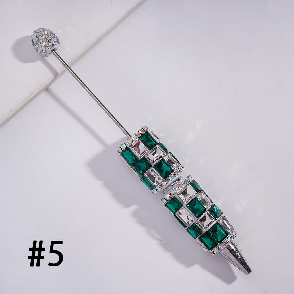 Double Color Rectangle Design & Full AB Rhinestone Coverage Multi-Color Beadable Clay Pen