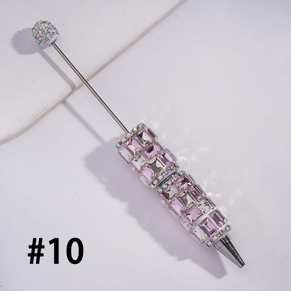 Double Color Rectangle Design & Full AB Rhinestone Coverage Multi-Color Beadable Clay Pen