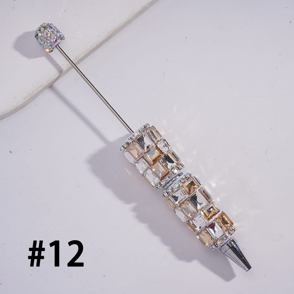 Double Color Rectangle Design & Full AB Rhinestone Coverage Multi-Color Beadable Clay Pen