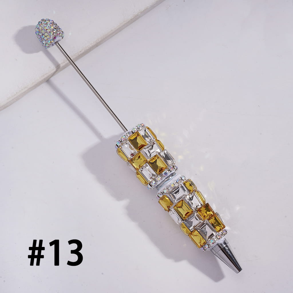Double Color Rectangle Design & Full AB Rhinestone Coverage Multi-Color Beadable Clay Pen