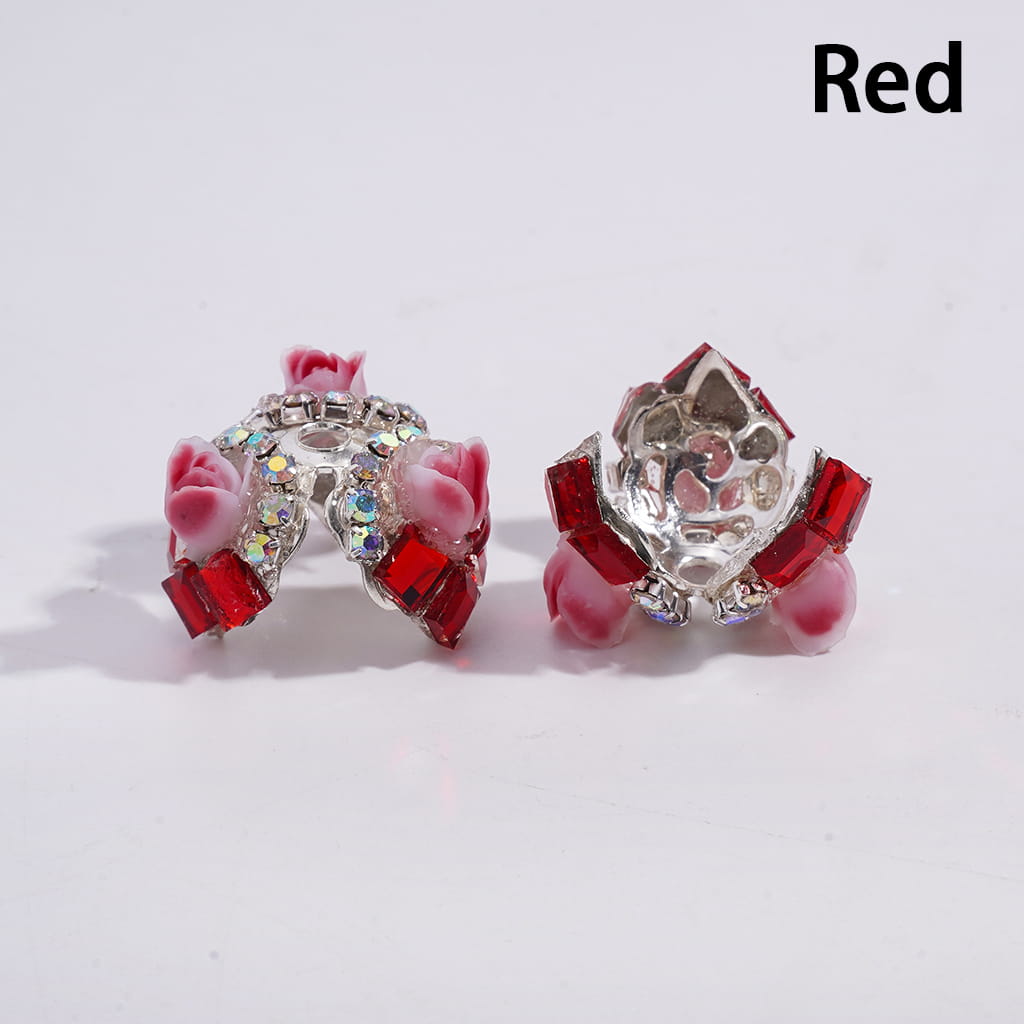 Tulip Flower Decorative Square Shape AB Rhinestone Alloy Bead Cages Multi-Color (They Fit 14MM Beads)