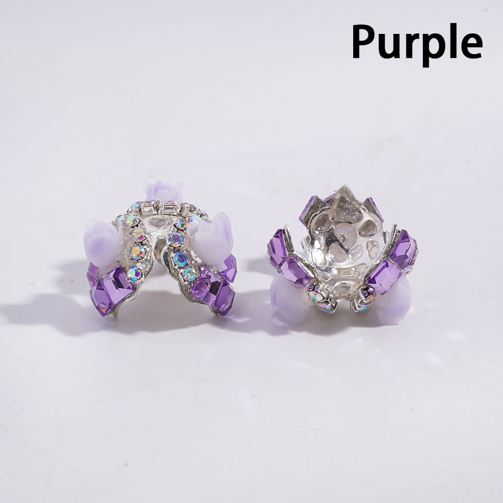 Tulip Flower Decorative Square Shape AB Rhinestone Alloy Bead Cages Multi-Color (They Fit 14MM Beads)