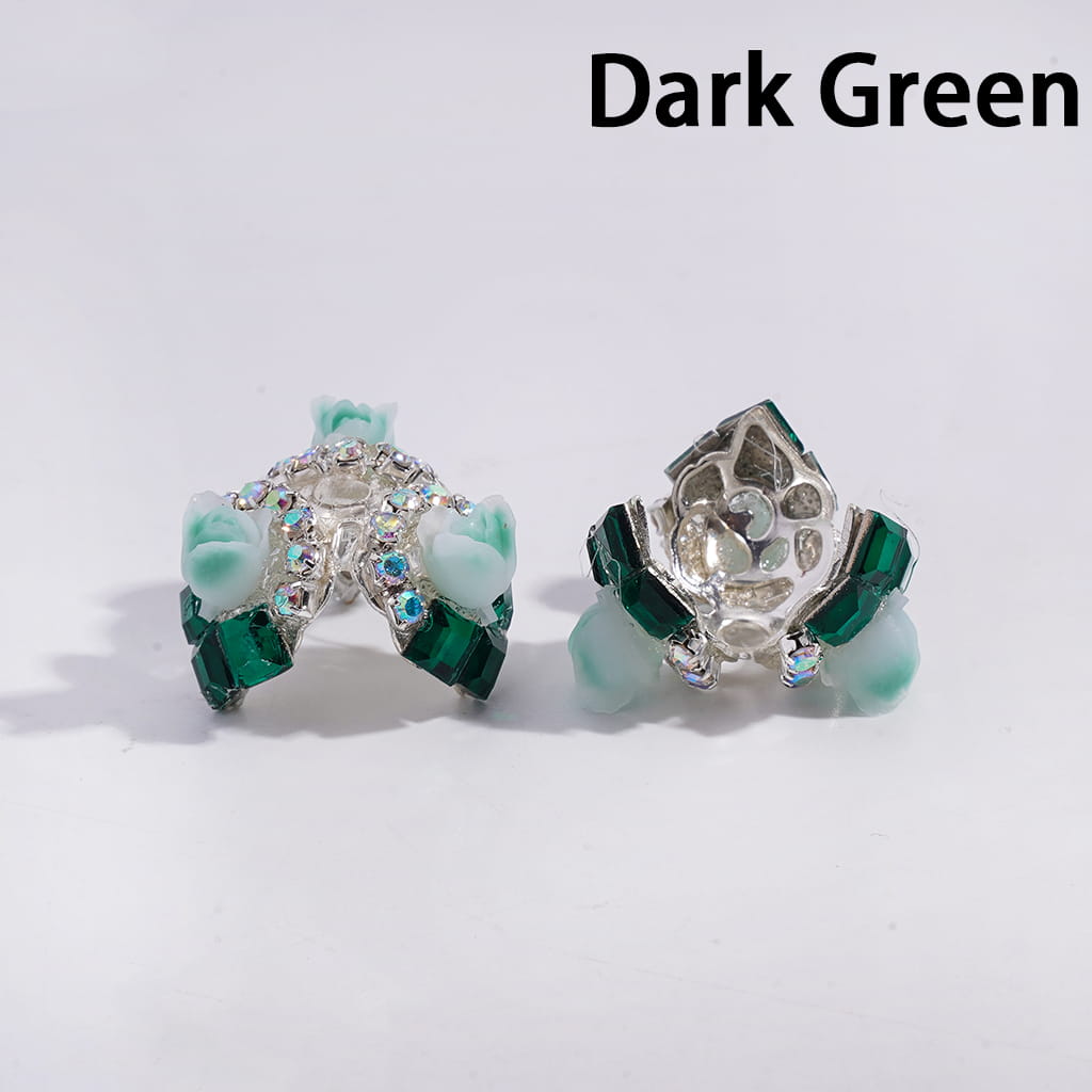 Tulip Flower Decorative Square Shape AB Rhinestone Alloy Bead Cages Multi-Color (They Fit 14MM Beads)